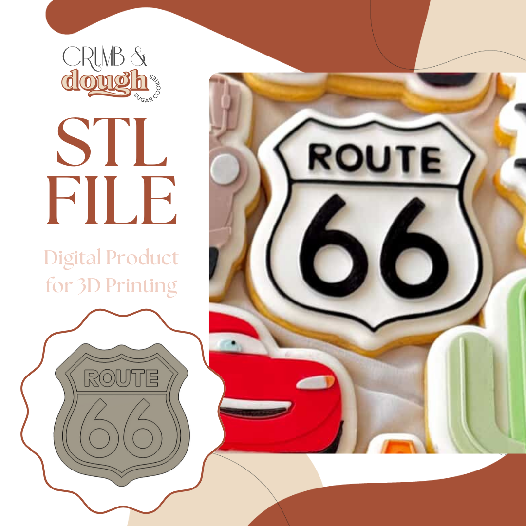 Route 66 Sign Cookie Stamp & Cutter STL File