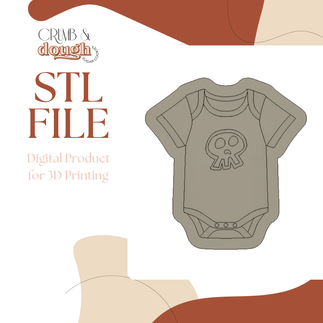 Baby Romper with Skull Cookie Stamp & Cutter STL File
