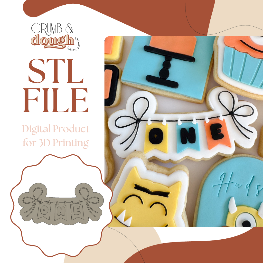 Monster ONE Bunting Cookie Stamp & Cutter STL File