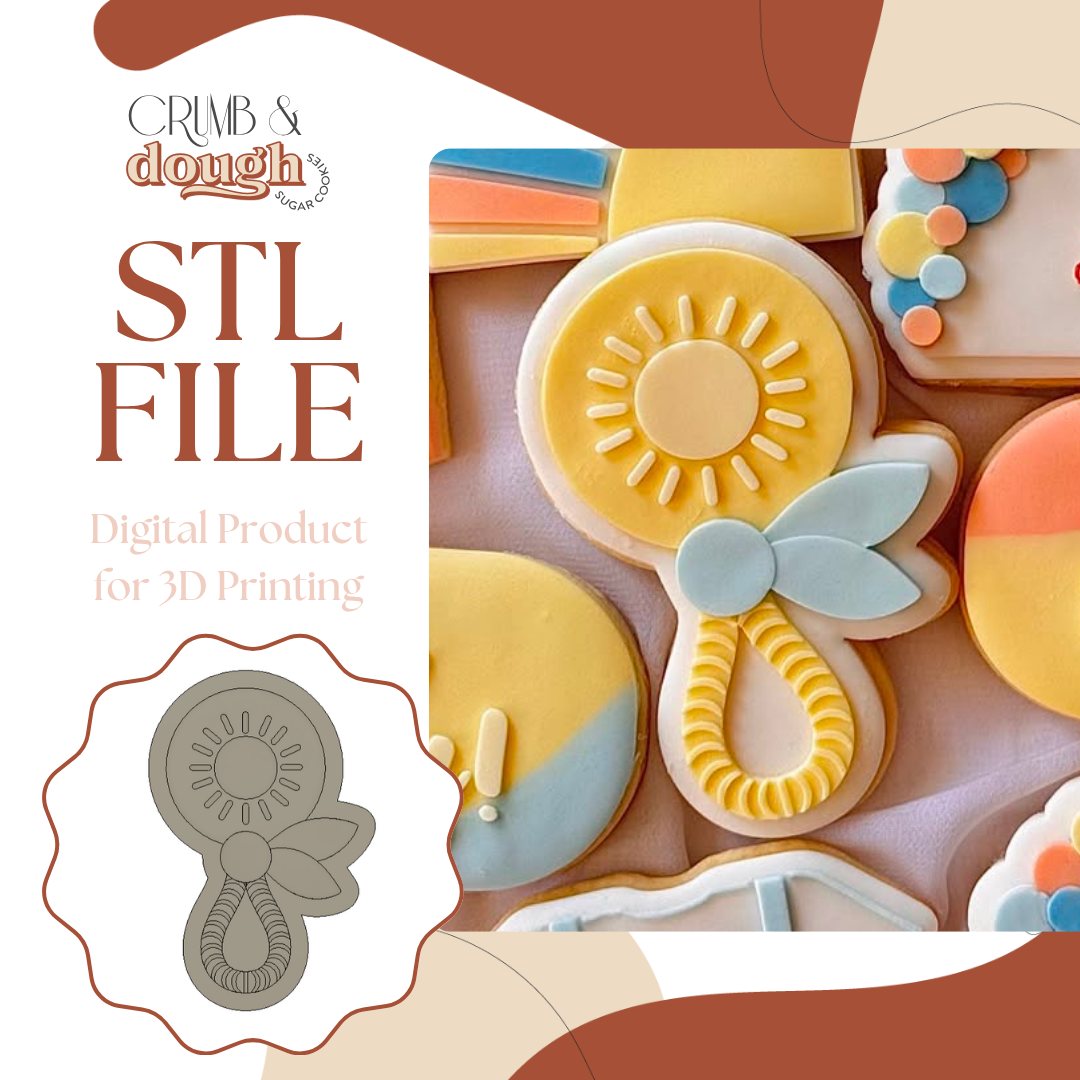 Sun Baby Rattle Cookie Stamp & Cutter STL File