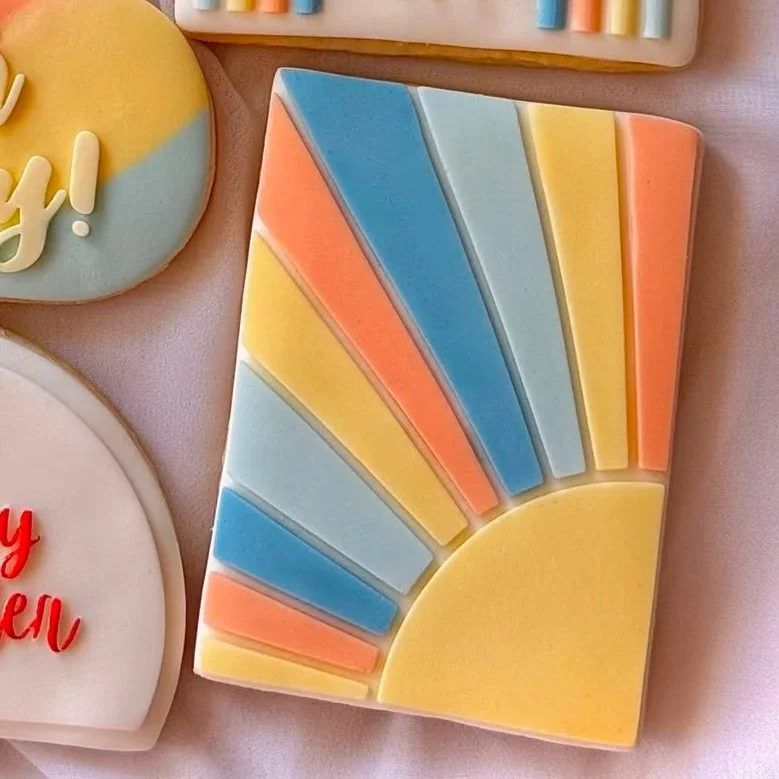 Sun Rays Rectangle Cookie Stamp & Cutter