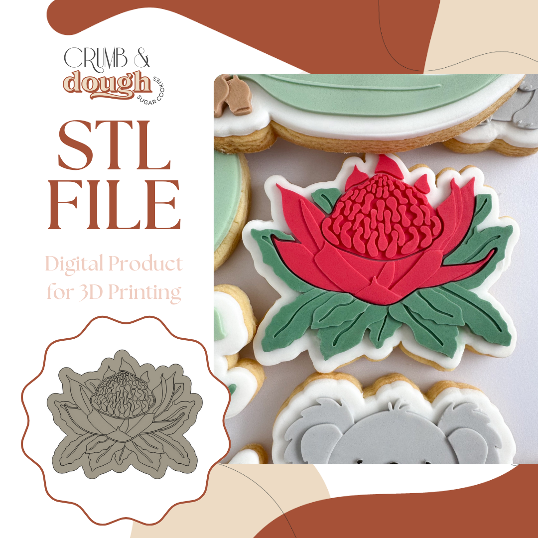 Australian Waratah Flower Cookie Stamp & Cutter STL File