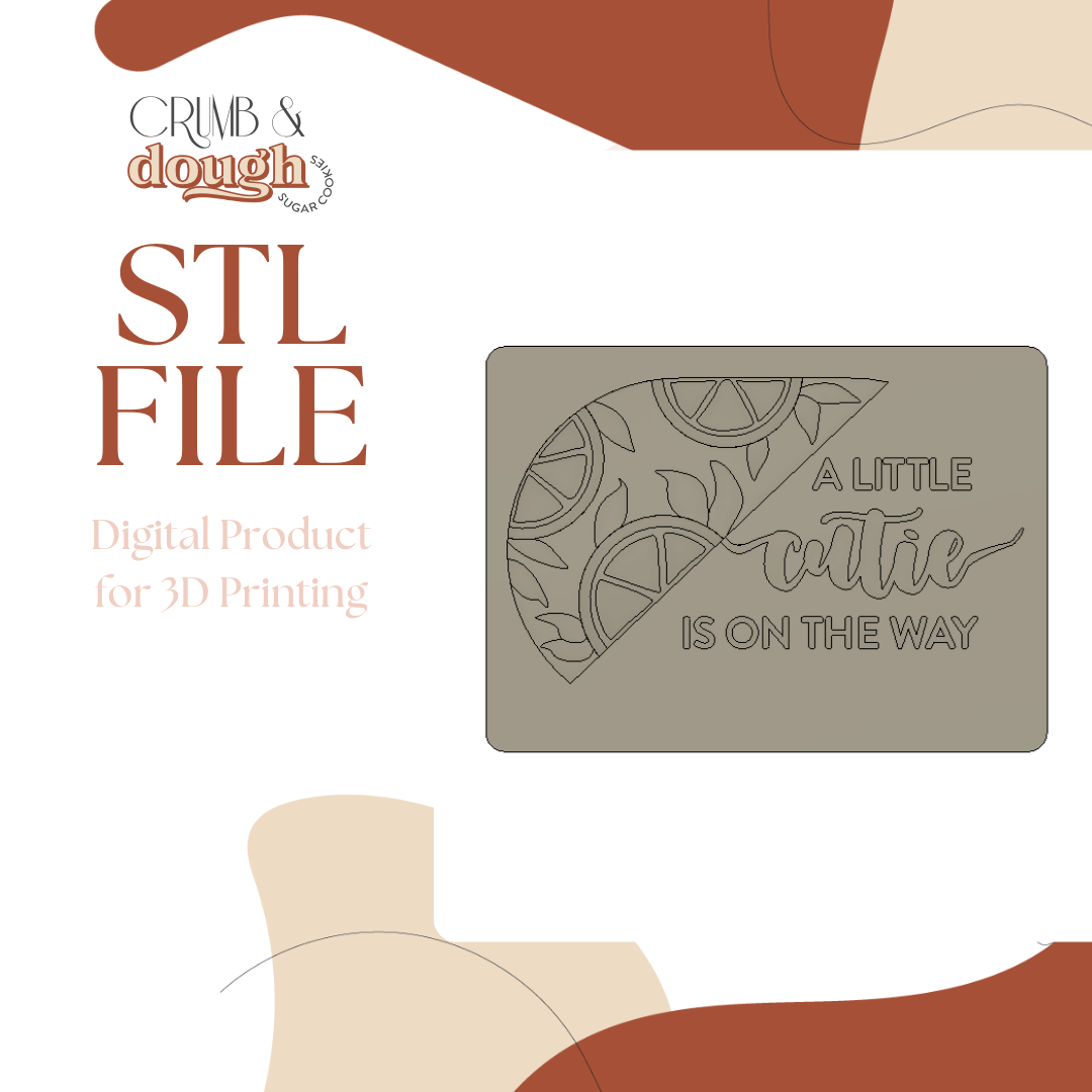 A Little Cutie is on the Way Oval Cookie Stamp & Cutter STL File