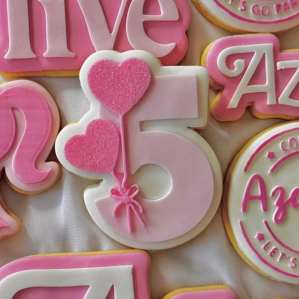 Number 5 with Heart Balloons Cookie Stamp & Cutter