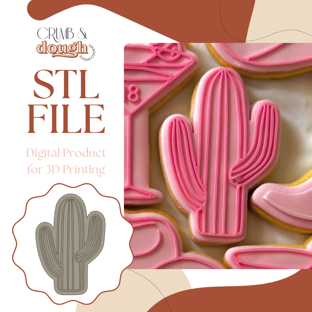 Cactus Outline Cookie Stamp & Cutter STL File