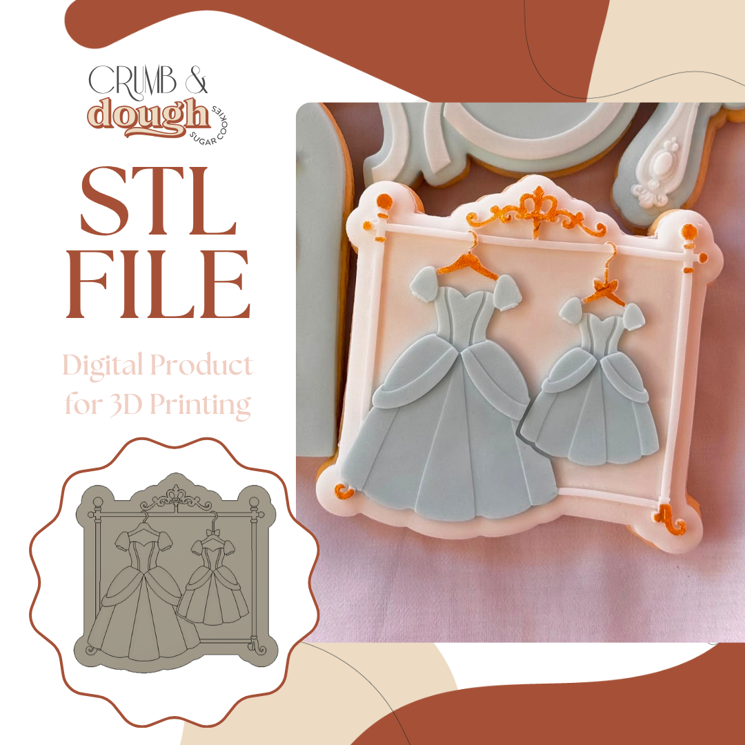 Hanging Princess Dresses Cookie Stamp & Cutter STL File