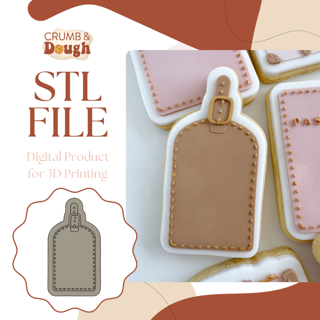 Luggage Tag Cookie Stamp & Cutter STL File