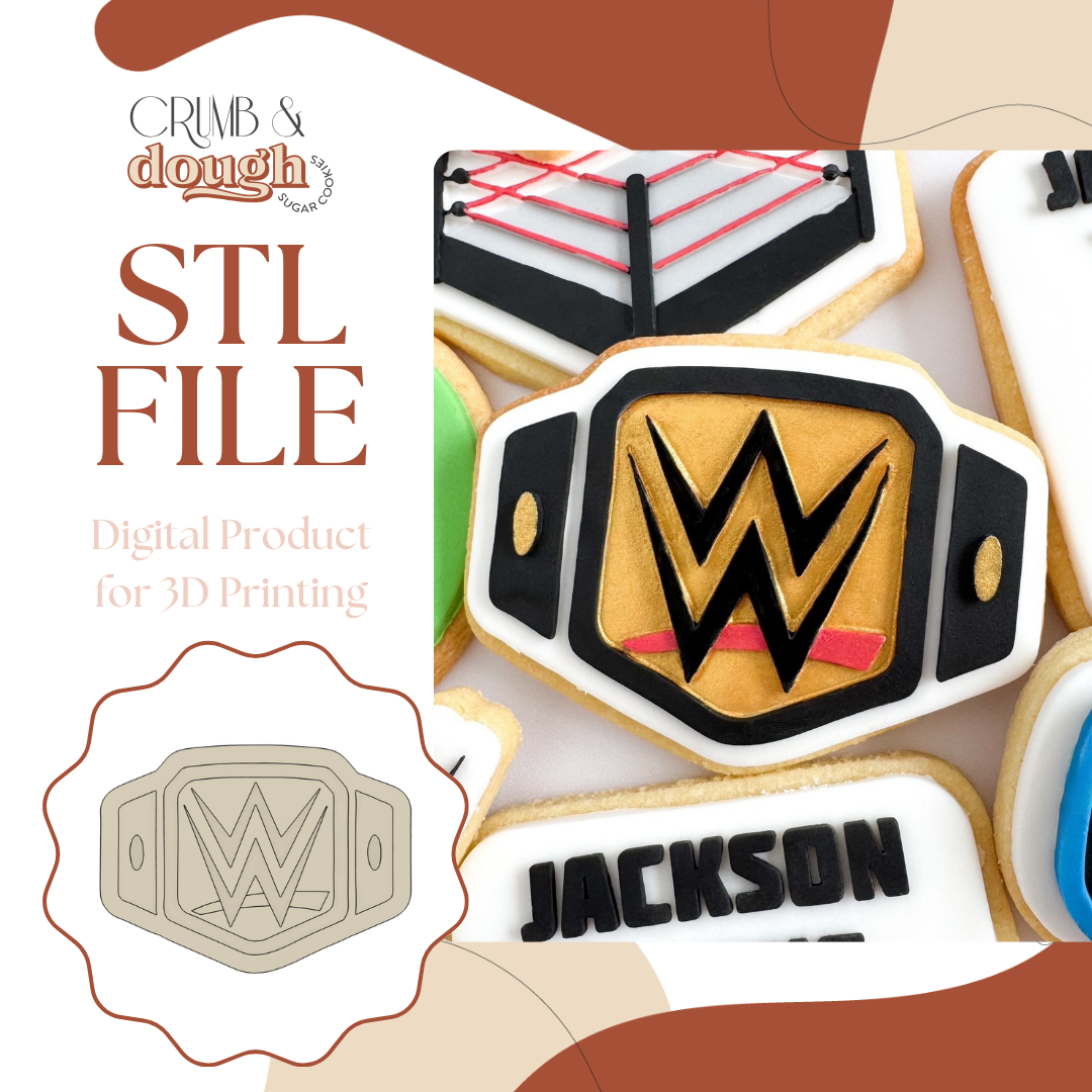 WWE Wrestling Championship Belt Cookie Stamp & Cutter STL File