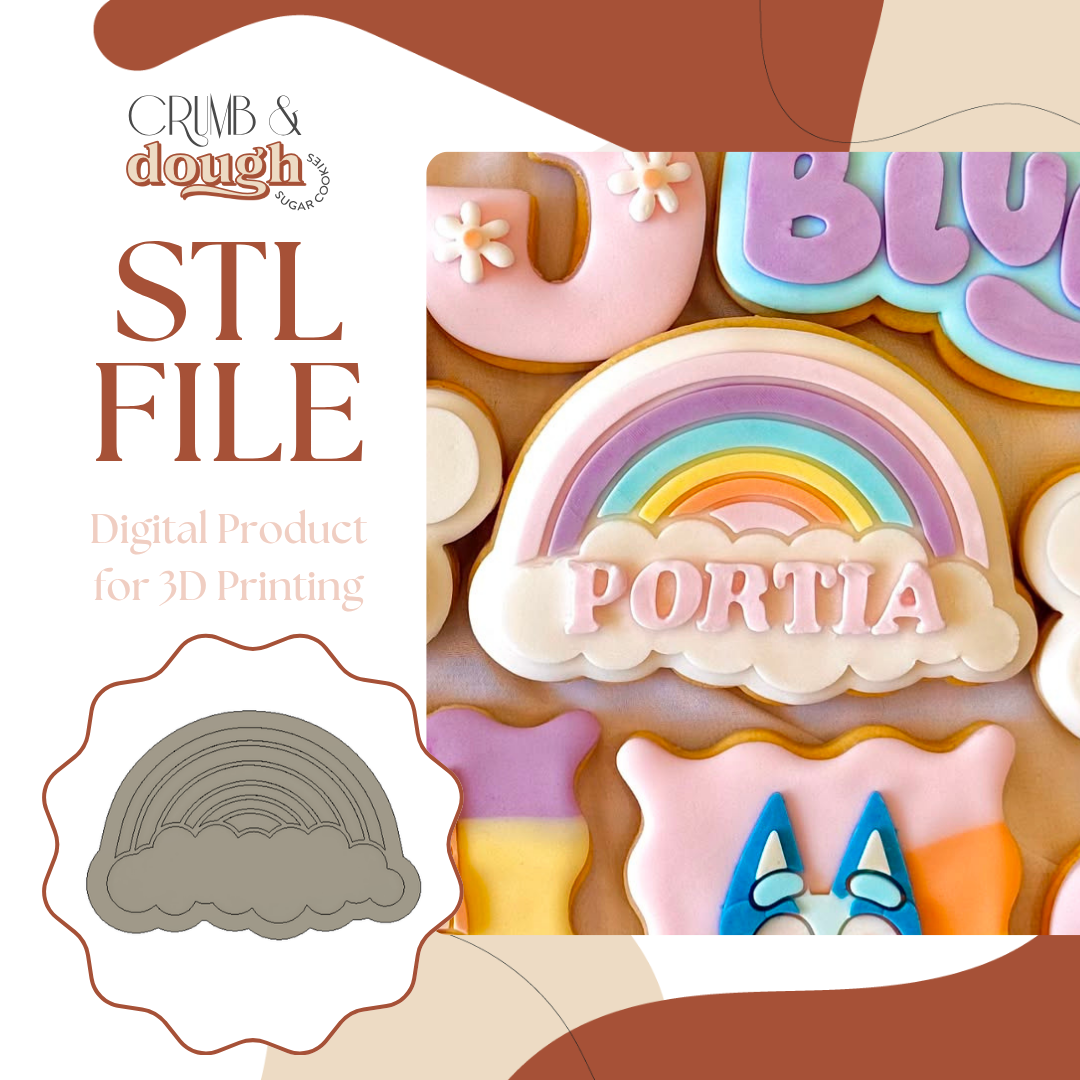 Rainbow with Big Cloud Cookie Stamp & Cutter STL File