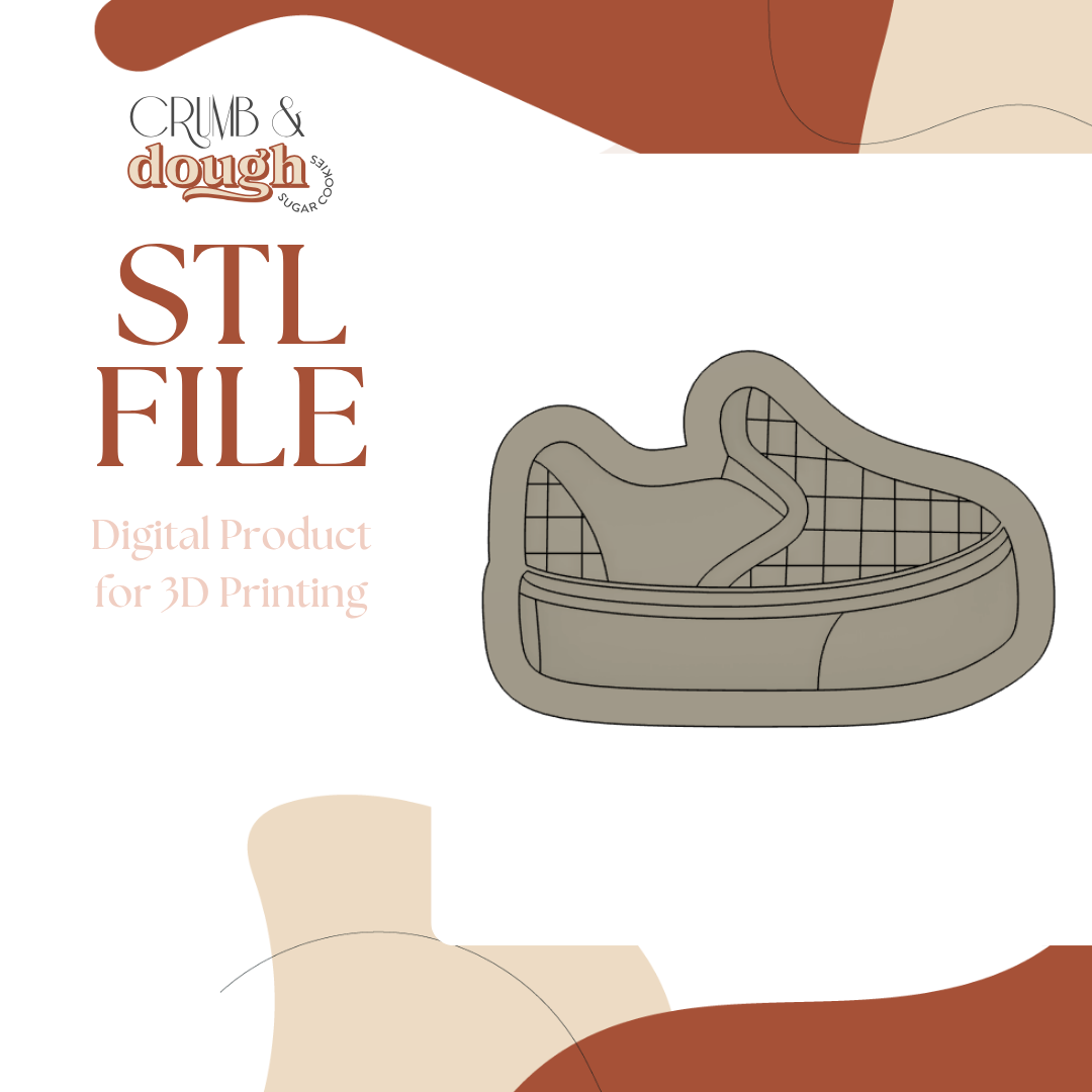 Checkered Baby Vans Shoe Cookie Stamp & Cutter STL File