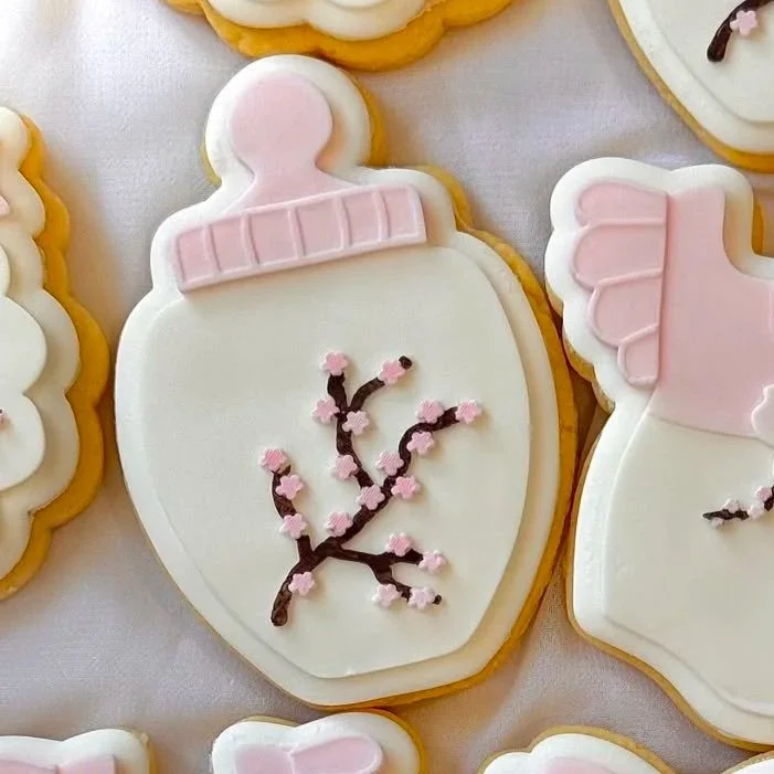 Cherry Blossom Baby Bottle Cookie Stamp & Cutter