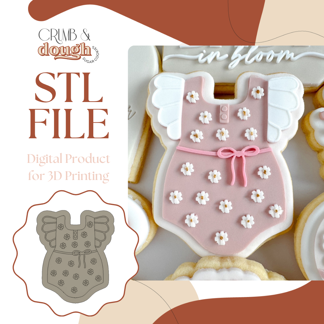 Floral Baby Onesie Cookie Stamp & Cutter STL File