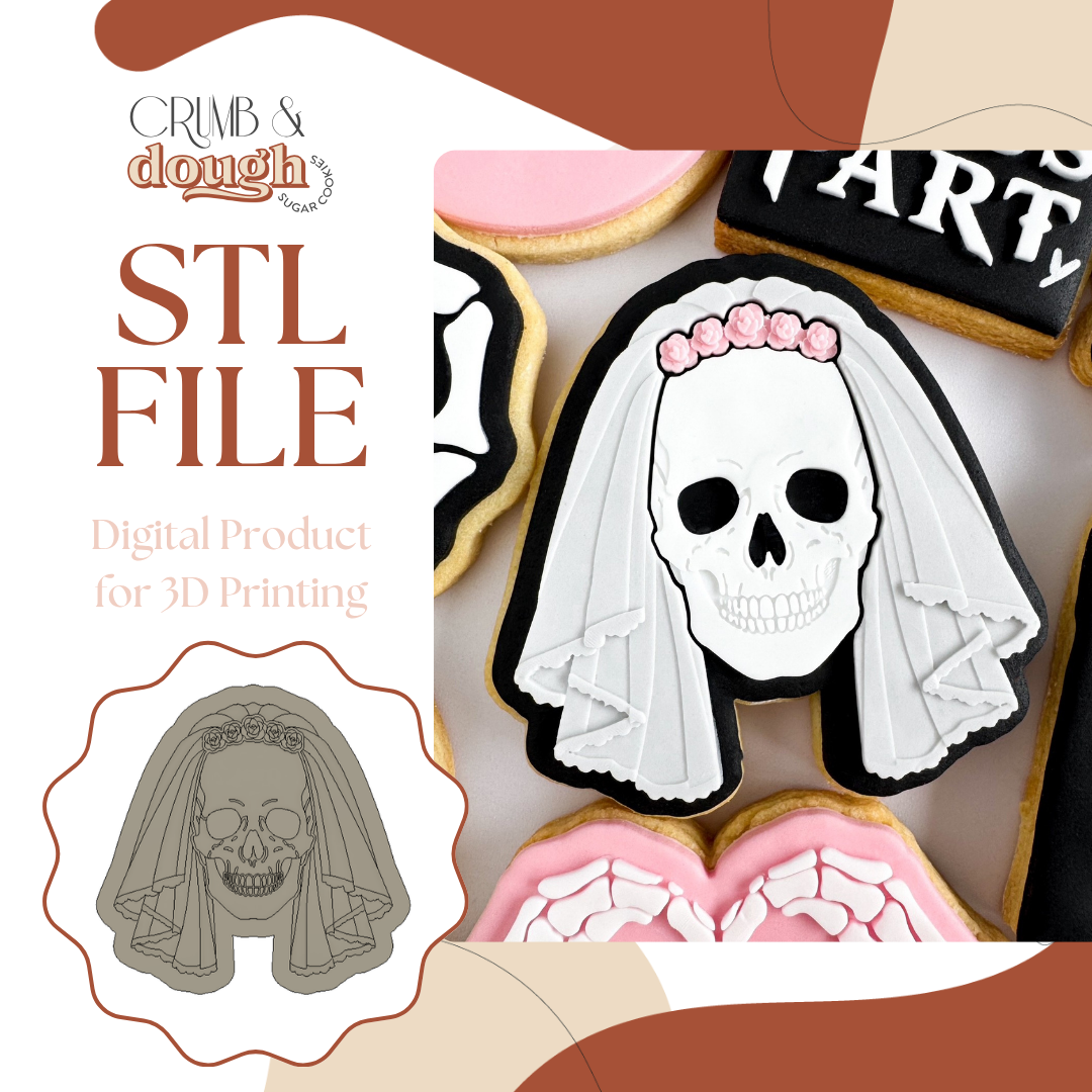 Skull Bride Cookie Stamp & Cutter STL File