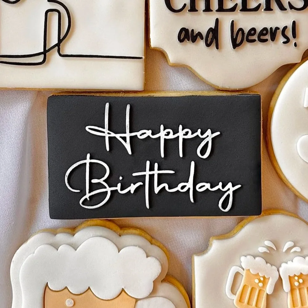 Happy Birthday Rectangle Cookie Stamp & Cutter