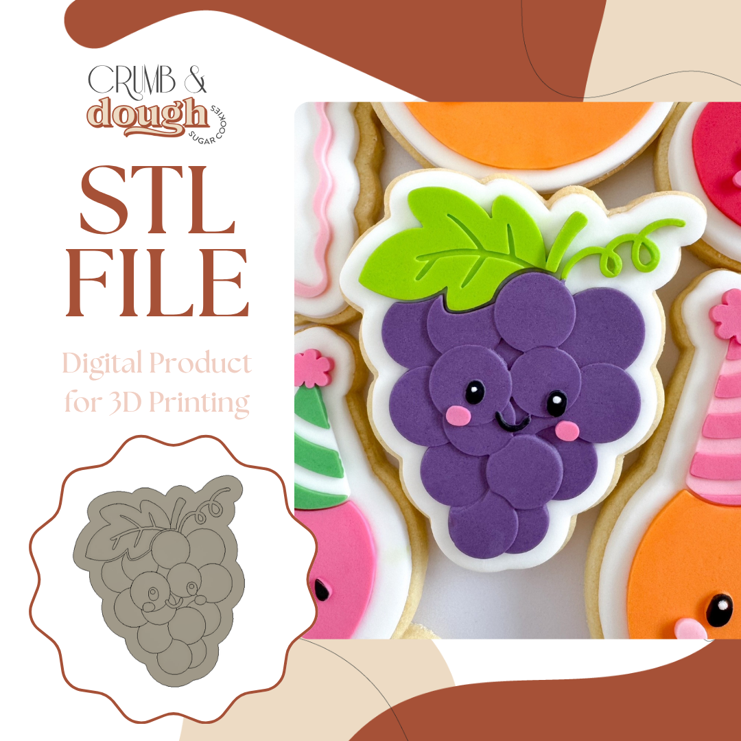 Happy Bunch of Grapes Cookie Stamp & Cutter STL File
