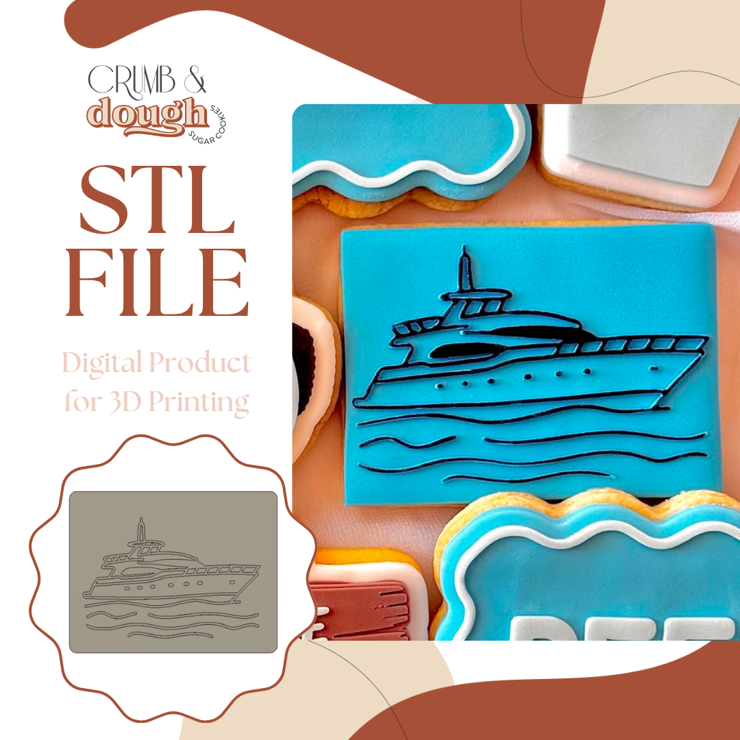 Boat Outline Cookie Stamp & Cutter STL File
