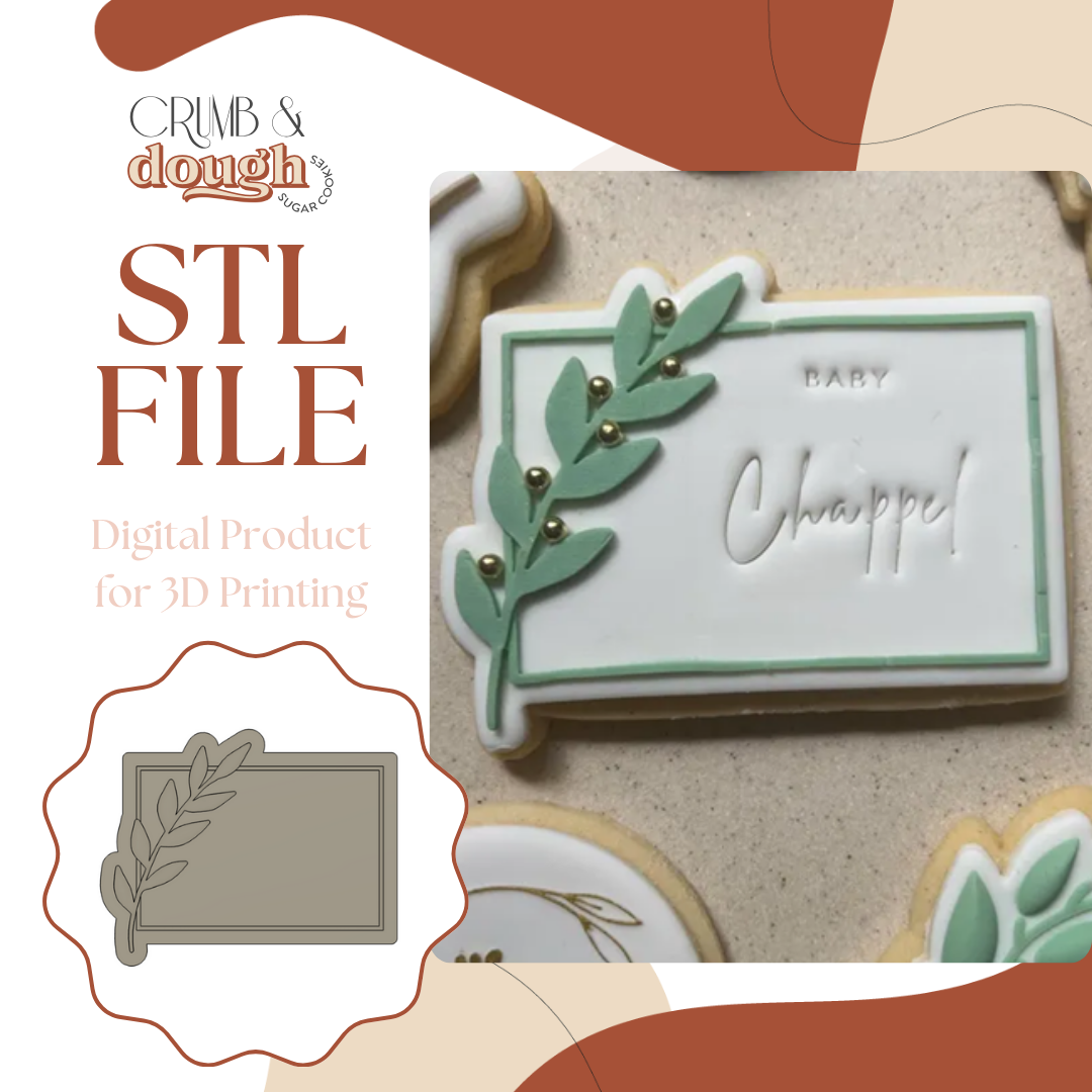 Leafy Rectangle Cookie Stamp & Cutter STL File