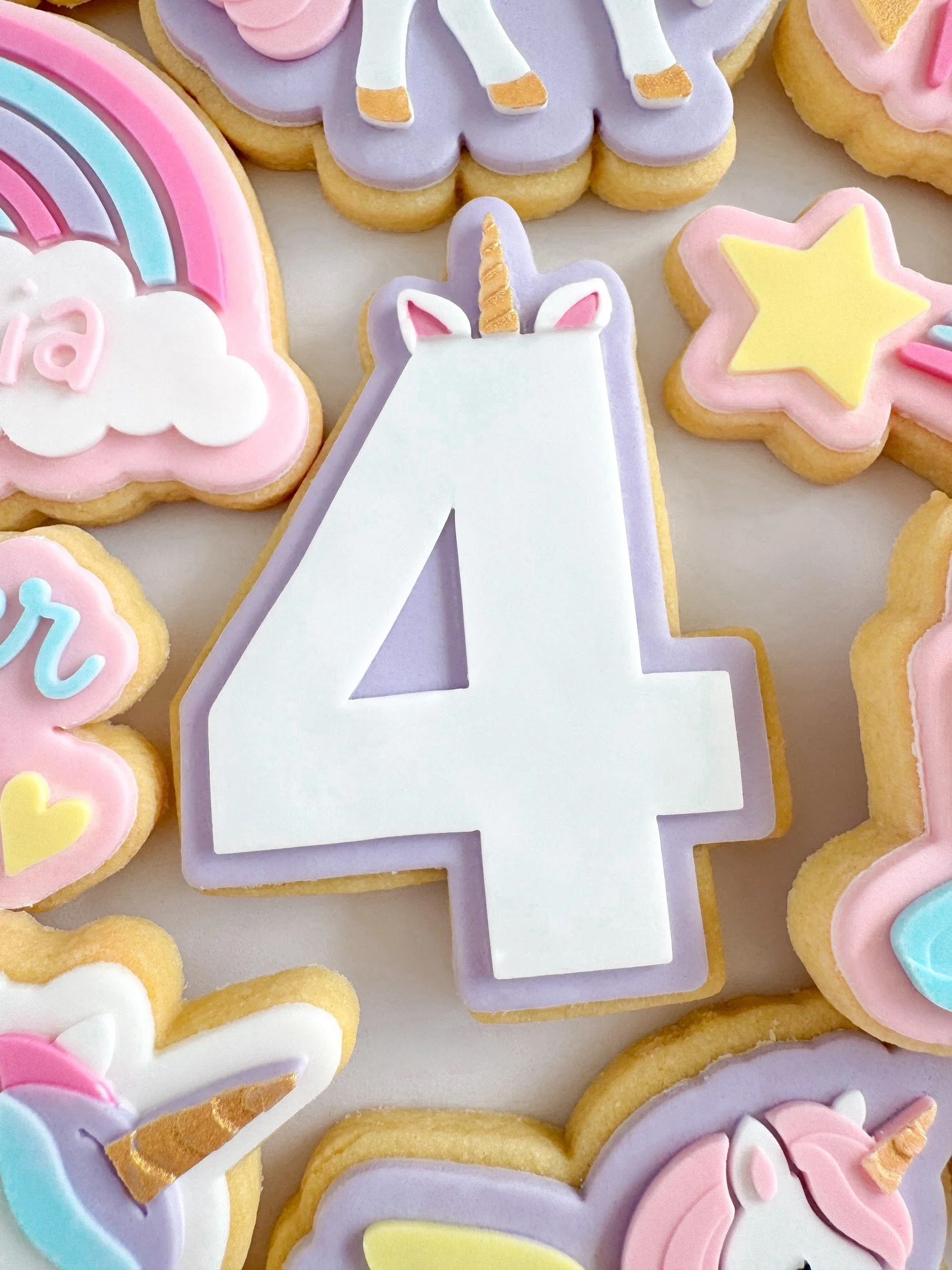 Number 4 with Unicorn Horn Cookie Stamp & Cutter