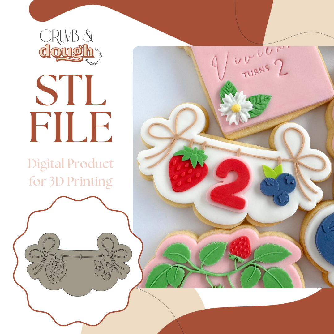 Berry Clothesline Cookie Stamp & Cutter STL File