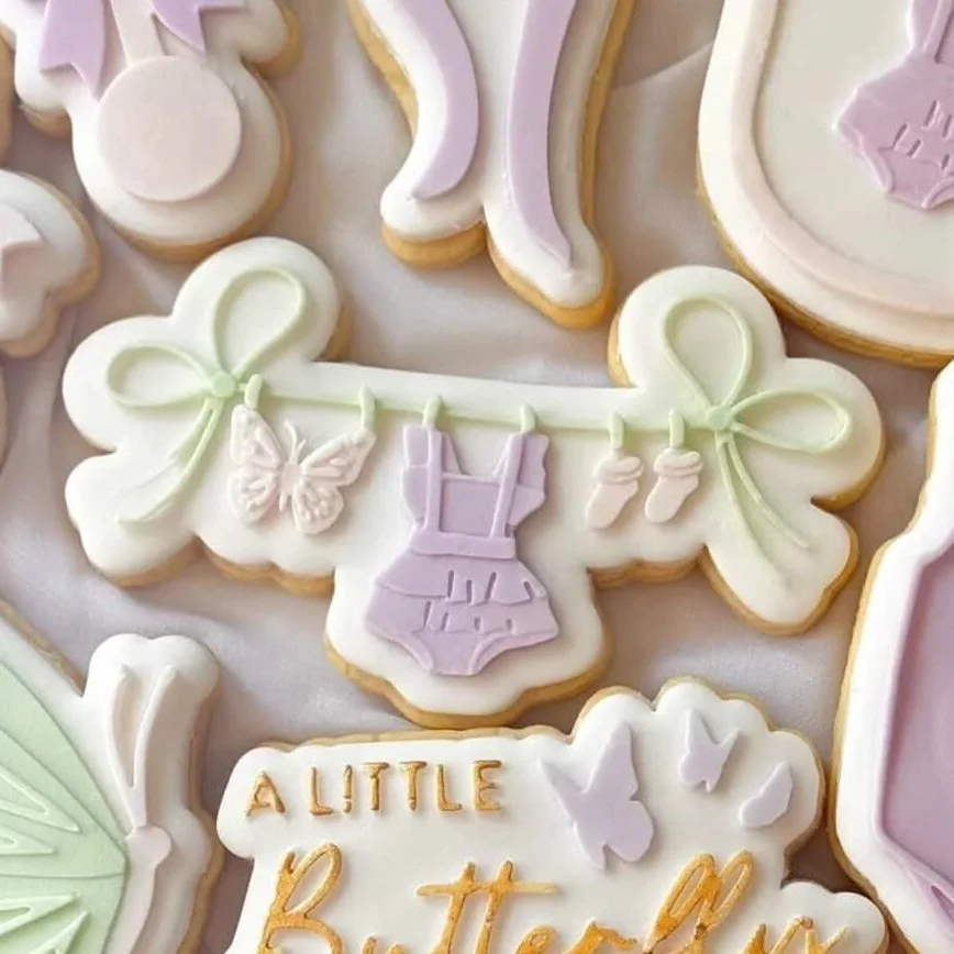 Baby Butterfly Clothesline Cookie Stamp & Cutter