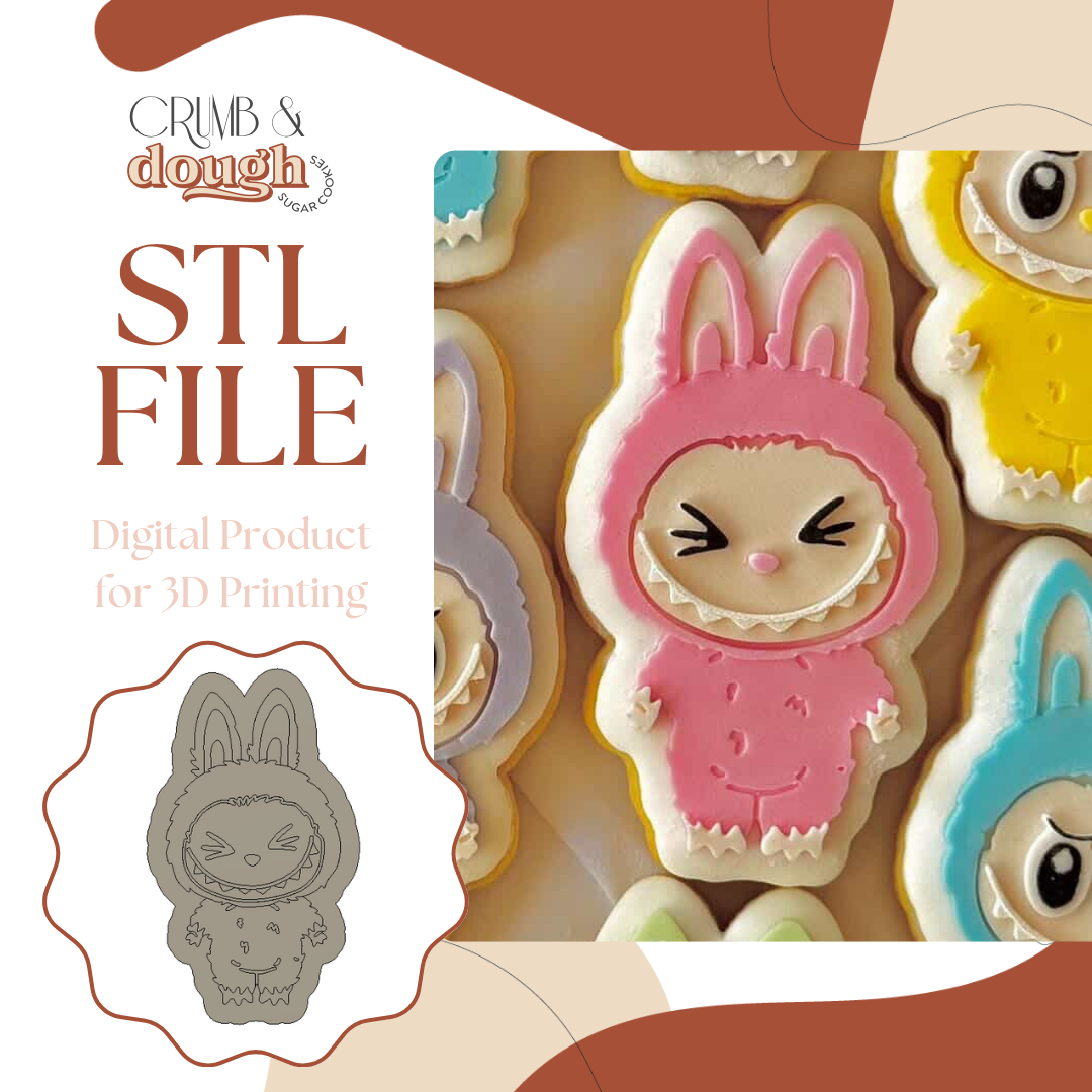 Labubu Smiling Cookie Stamp & Cutter STL File