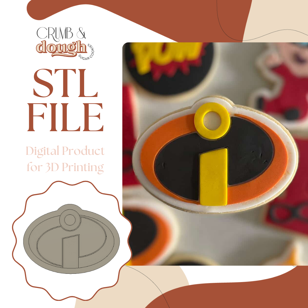 The Incredibles Logo Cookie Stamp & Cutter STL File
