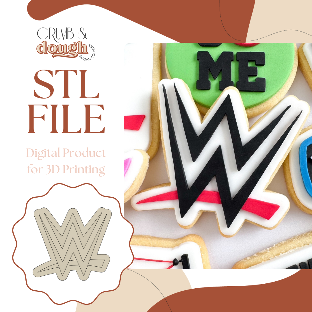 WWE Logo Cookie Stamp & Cutter STL File