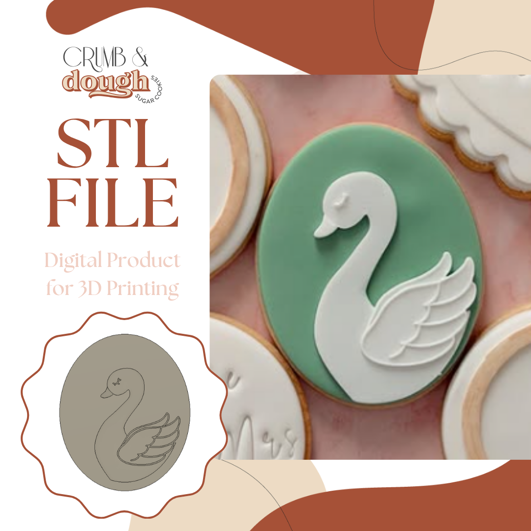 Swan Oval Cookie Stamp & Cutter STL File