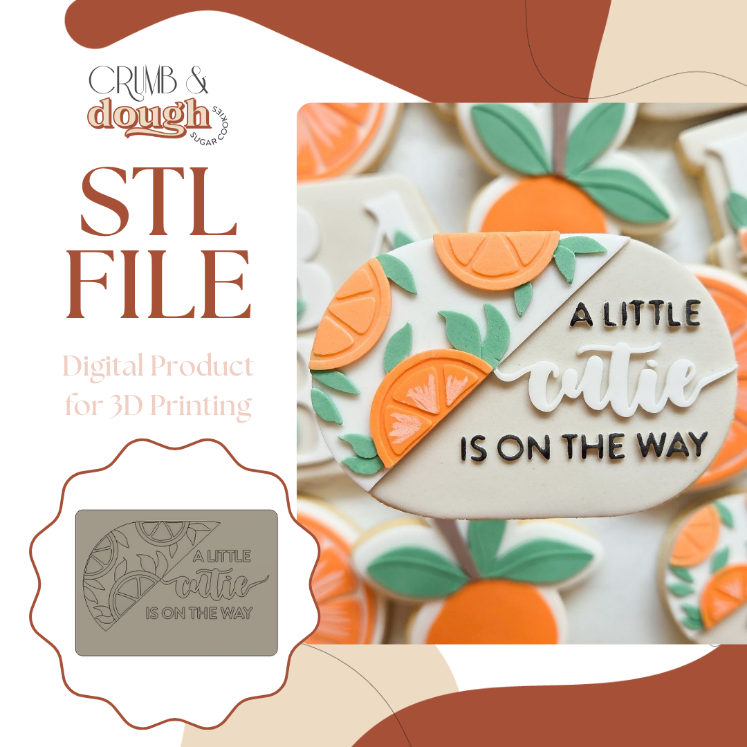 A Little Cutie is on the Way Oval Cookie Stamp & Cutter STL File