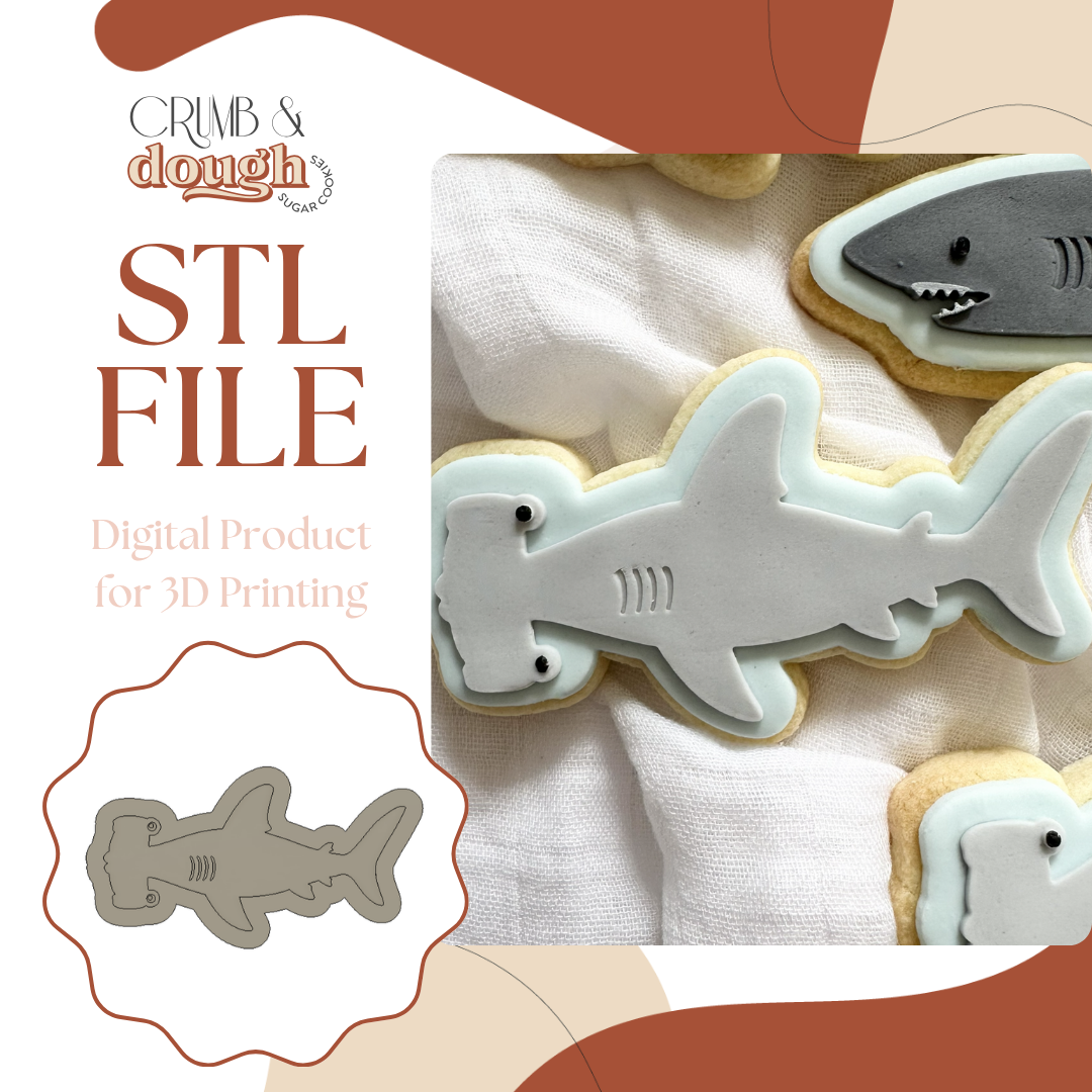 Hammer Head Shark Cookie Stamp & Cutter STL File