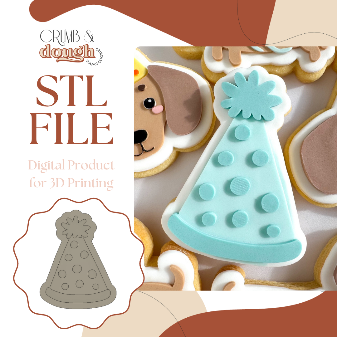 Polka Dot Party Hat Cookie Stamp & Cutter STL File