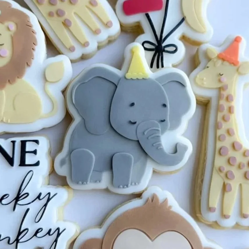 Elephant with Party Hat Cookie Stamp & Cutter