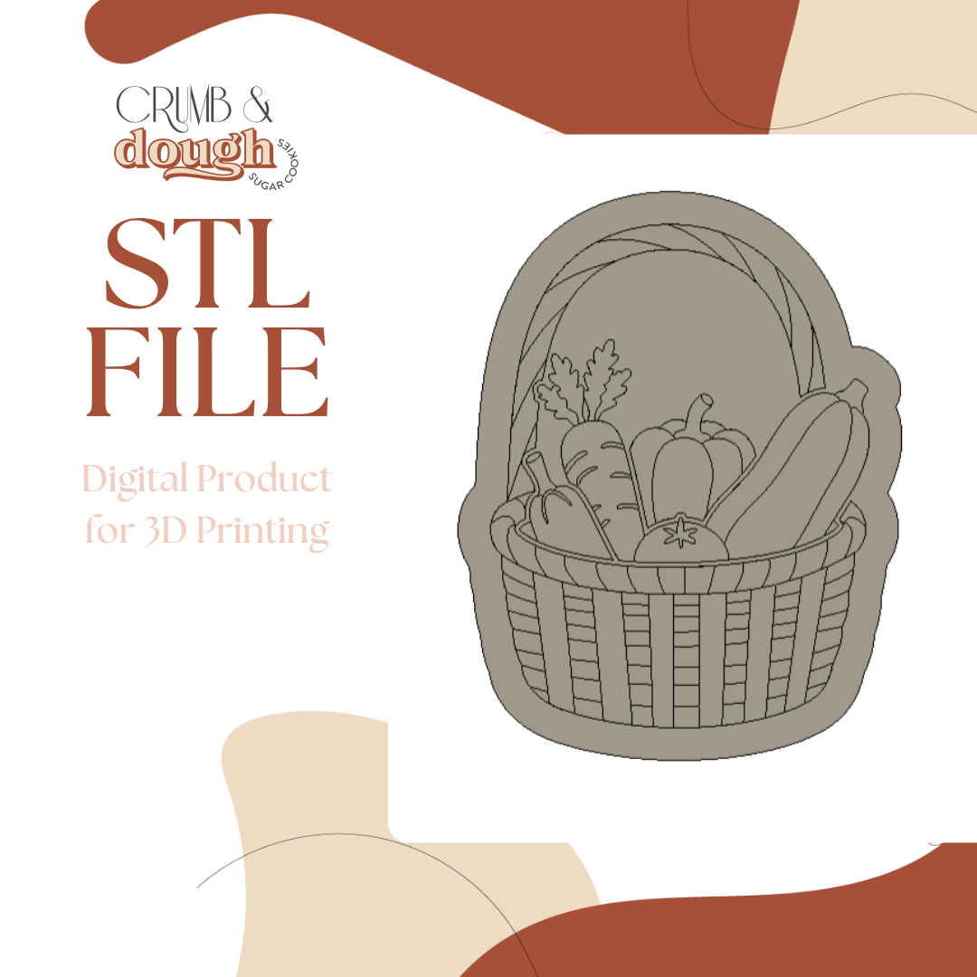Vegetable Basket Cookie Stamp & Cutter STL File