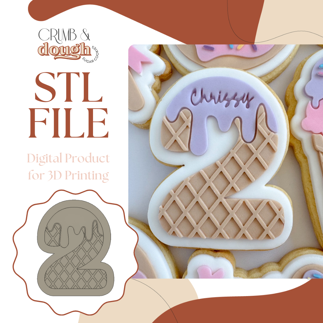 Ice Cream Number 2 Cookie Stamp & Cutter STL File