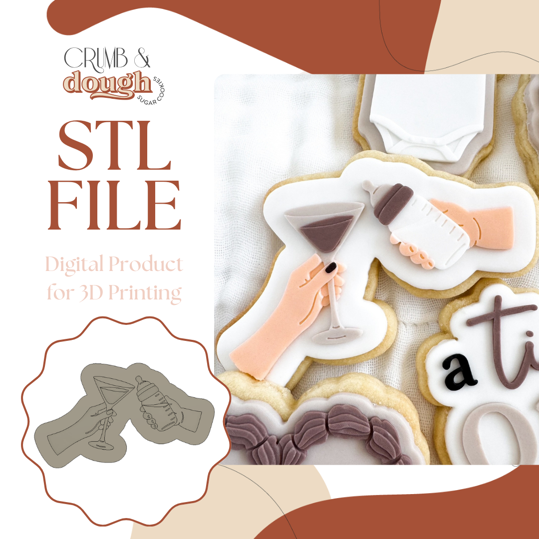 Martini and Baby Bottle Cheers Cookie Stamp & Cutter STL File