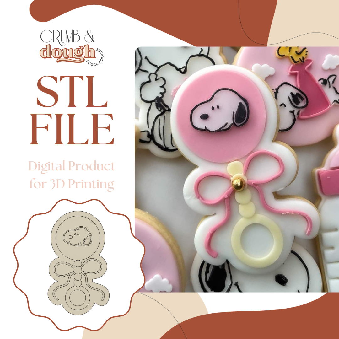 Snoopy Baby Rattle Cookie Stamp & Cutter STL File