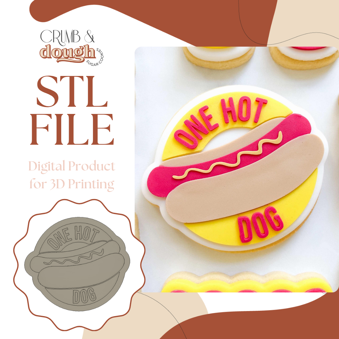 One Hot Dog Cookie Stamp & Cutter STL File