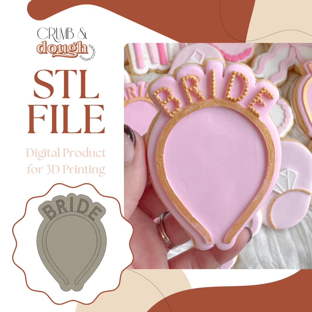 Bride Headband Cookie Stamp & Cutter STL File