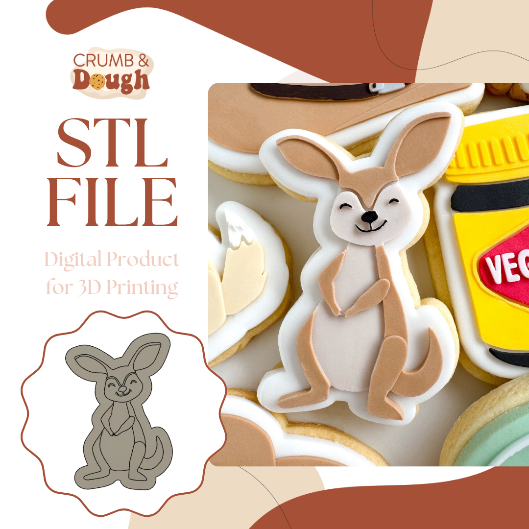 Kangaroo Cookie Stamp & Cutter STL File