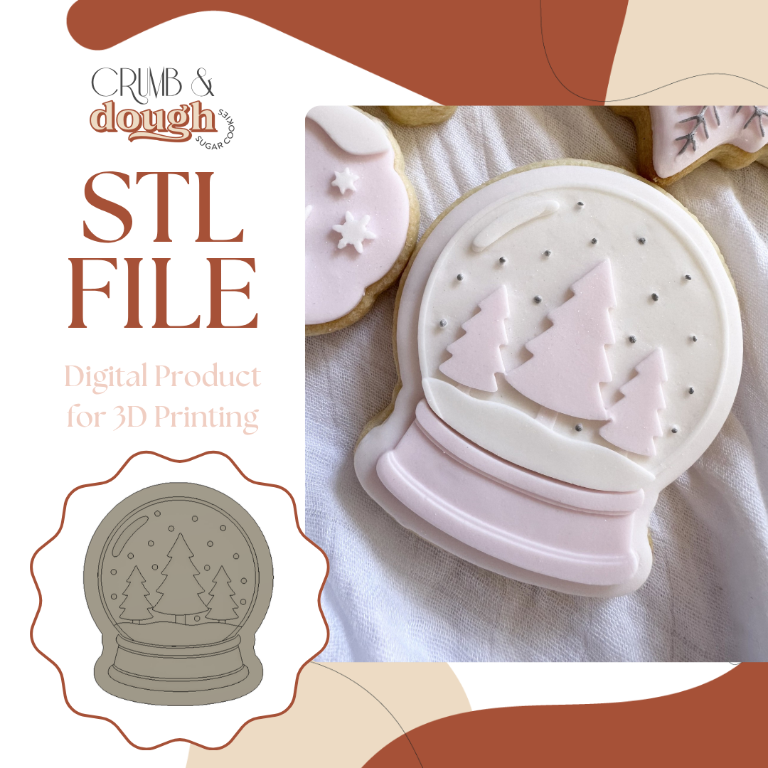Snow Globe with Pine Trees Cookie Stamp & Cutter STL File