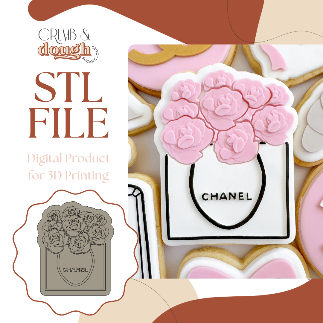 Chanel Bag with Flowers Cookie Stamp & Cutter STL File