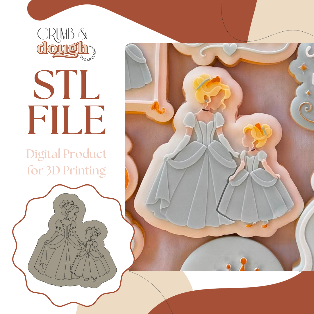 Mother and Daughter Princesses Cookie Stamp & Cutter STL File