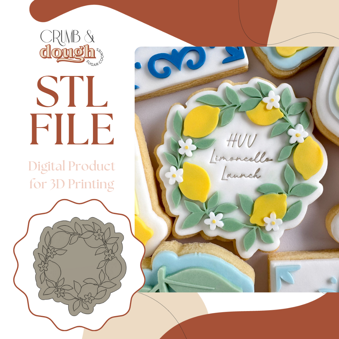 Lemon Wreath Cookie Stamp & Cutter STL File