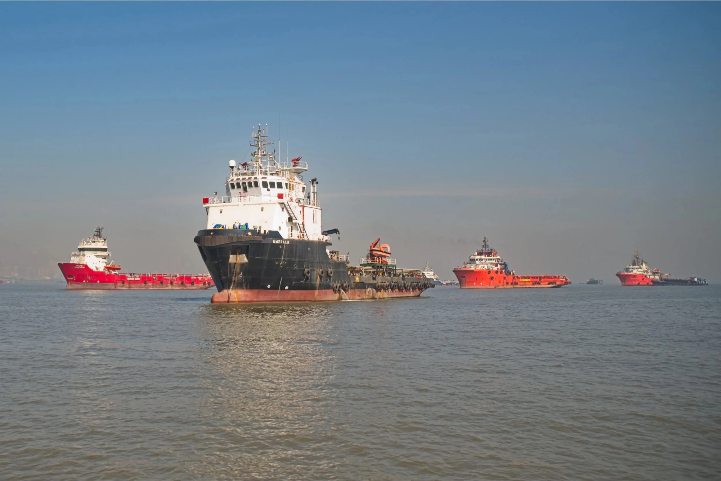 Lots of ships moored in the bay