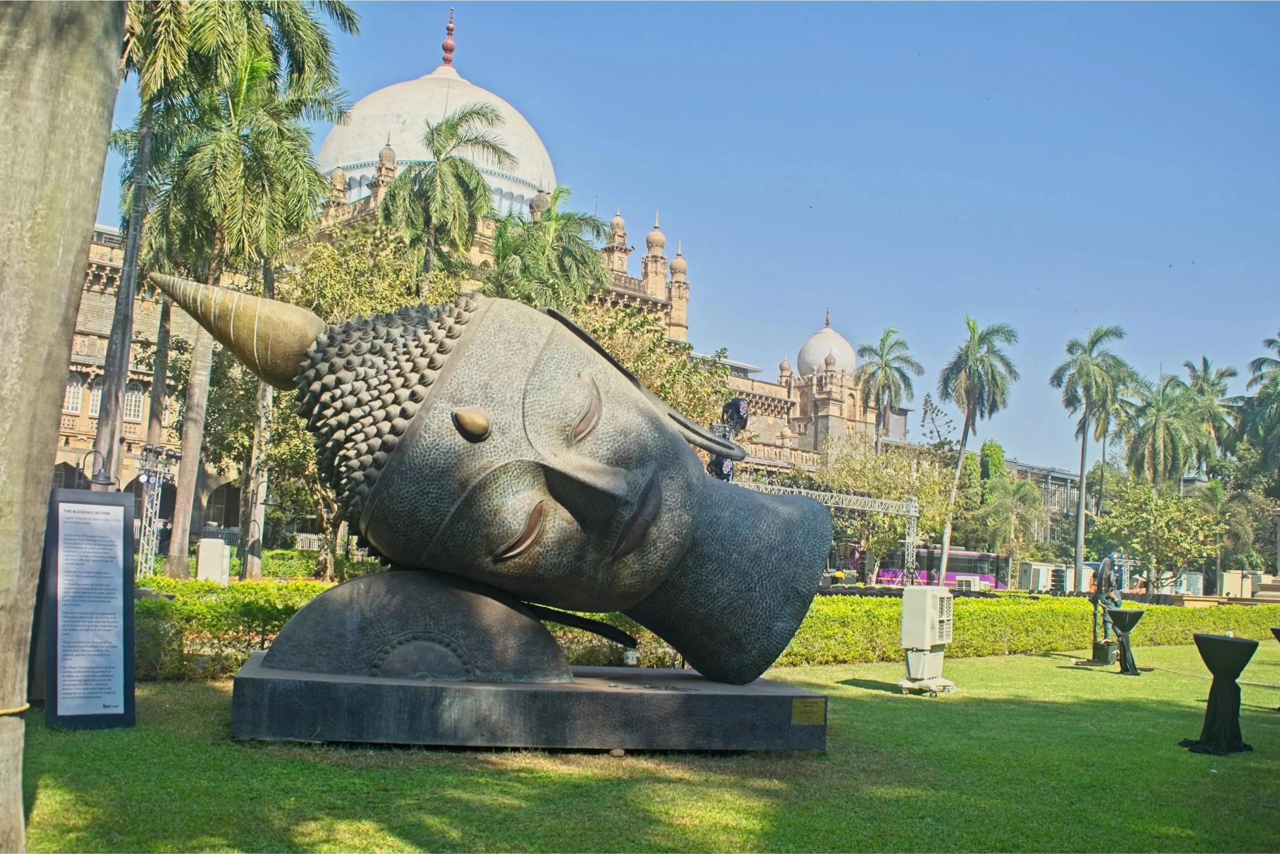 Huge Buddha"s head in the grounds.