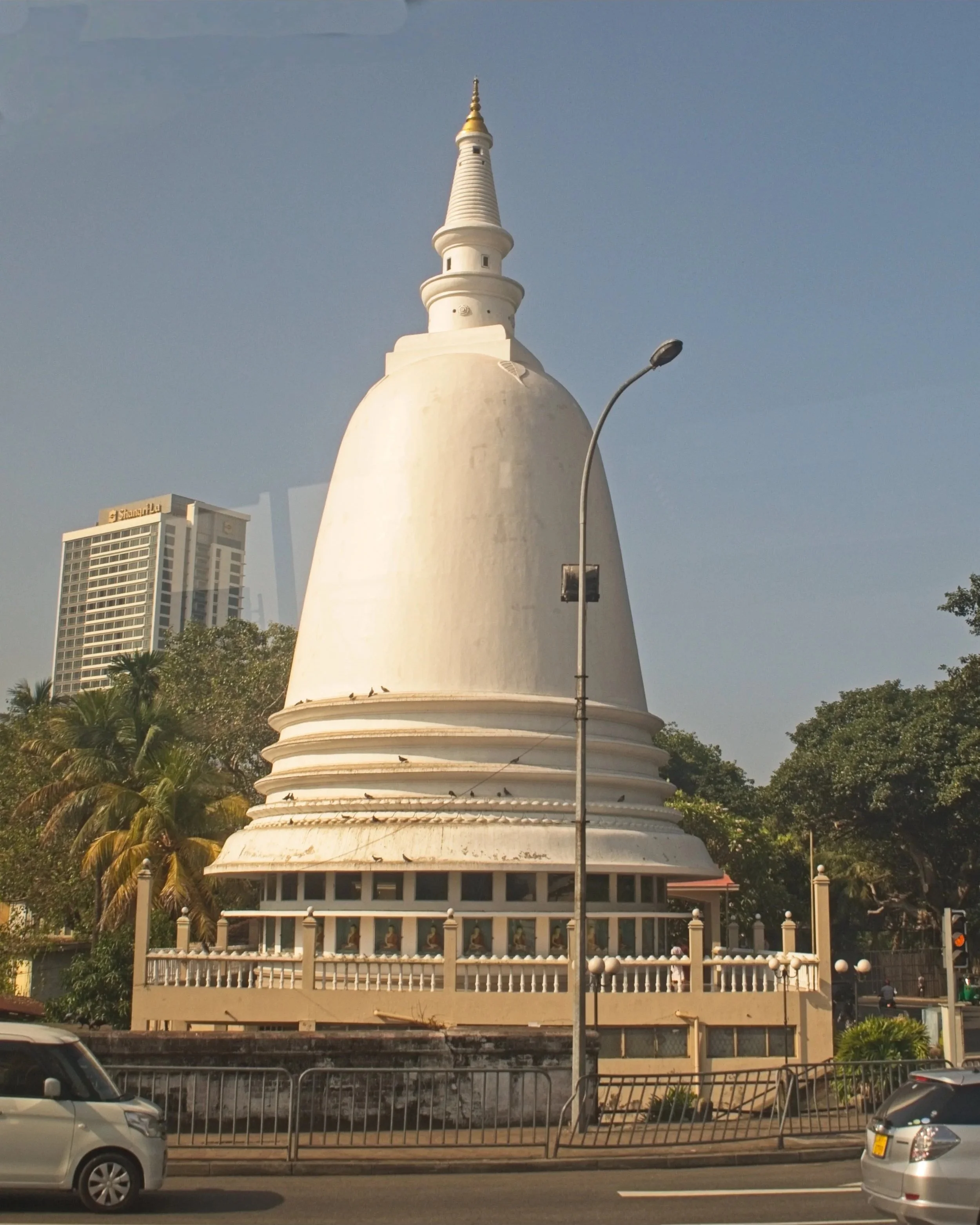 Stupa in the centre of a roundabout