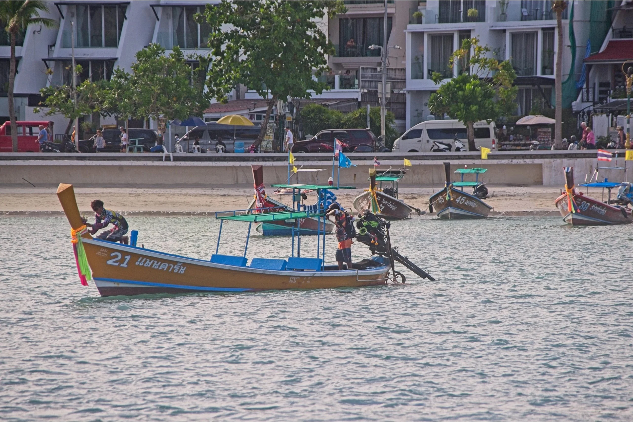 Phuket. These long-tailed boats are used for tourists.