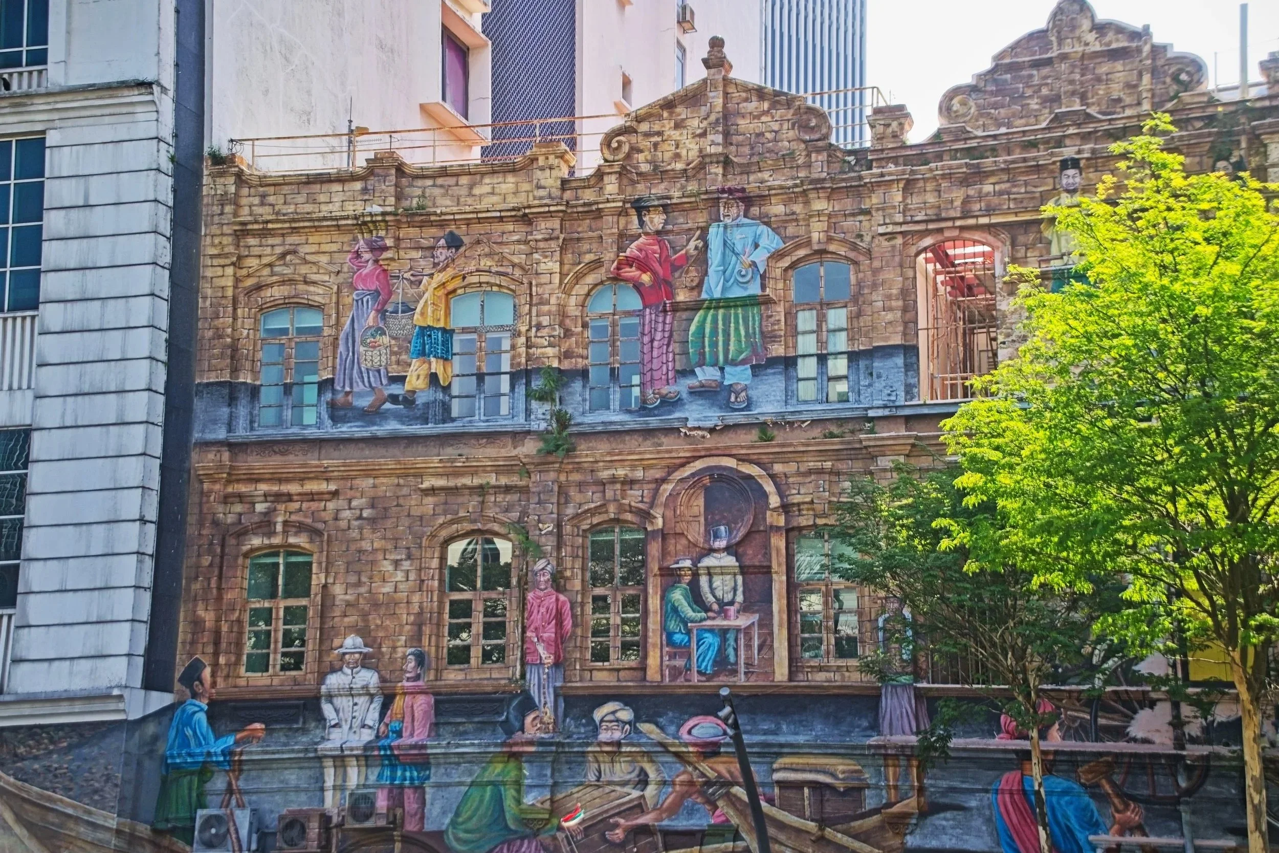 Mural depicting Colonial life.