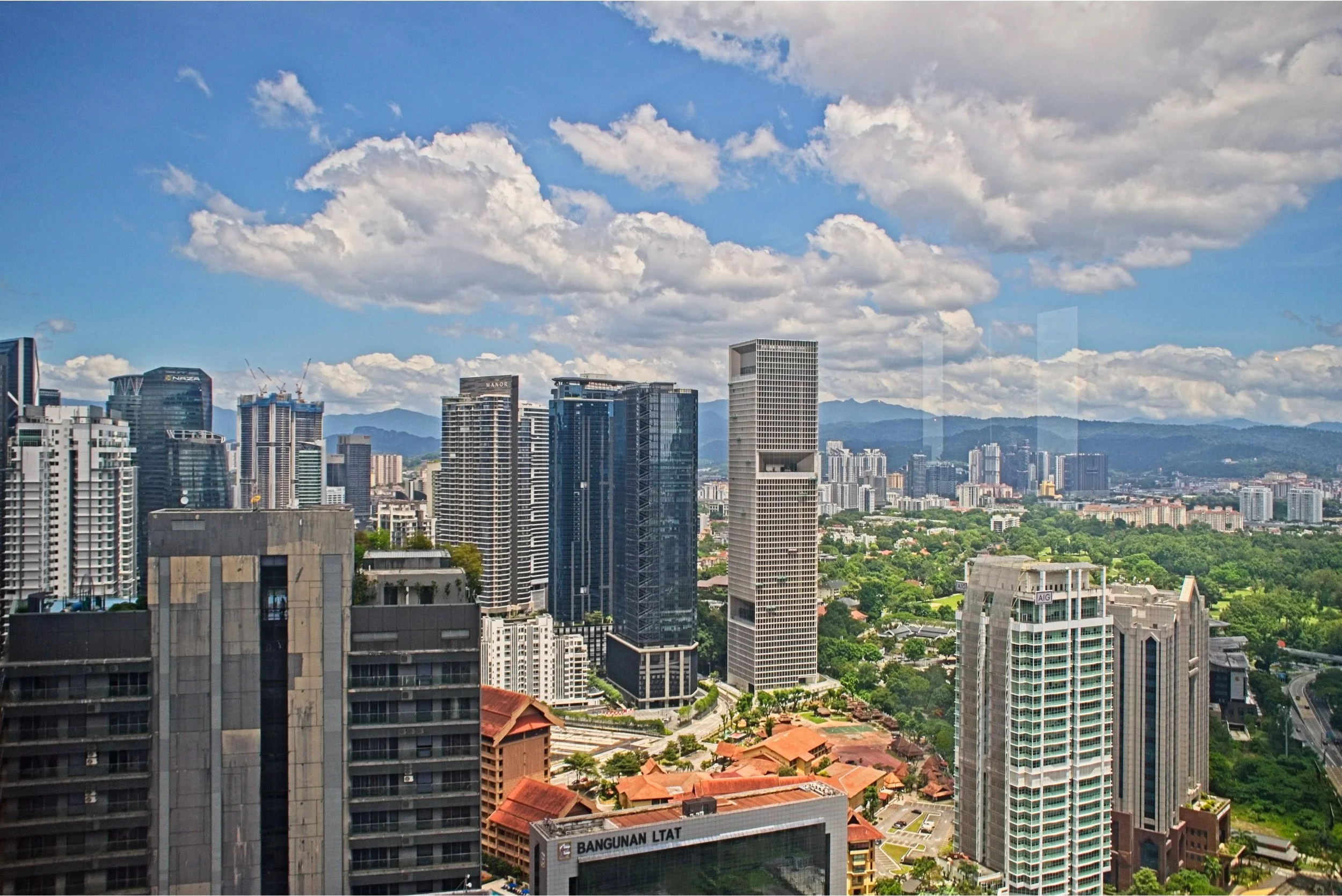 Kuala Lumpur skyline from the restaurant in our hotel.