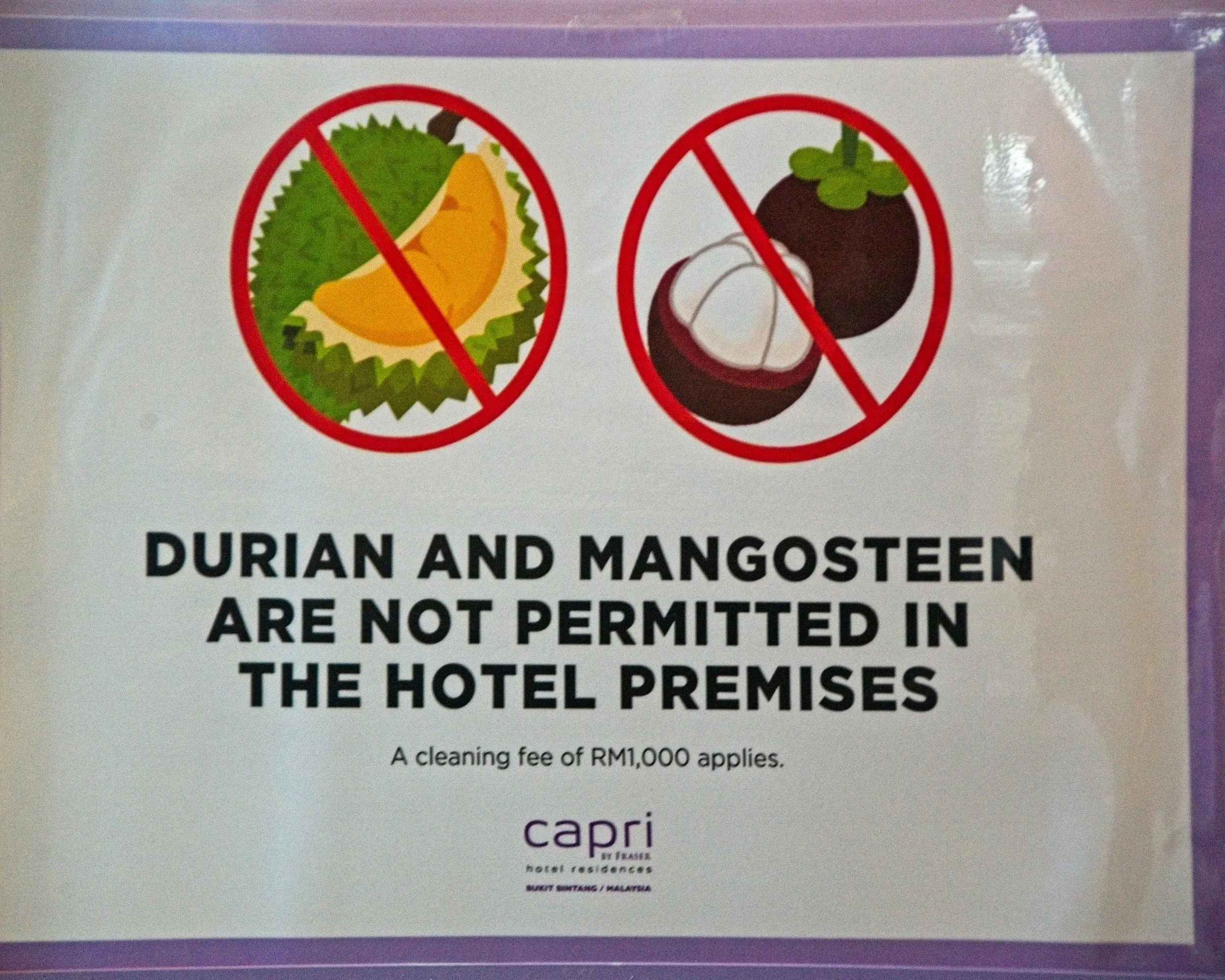 Durian has a fetid smell and Mangosteen juice stains fabrics.